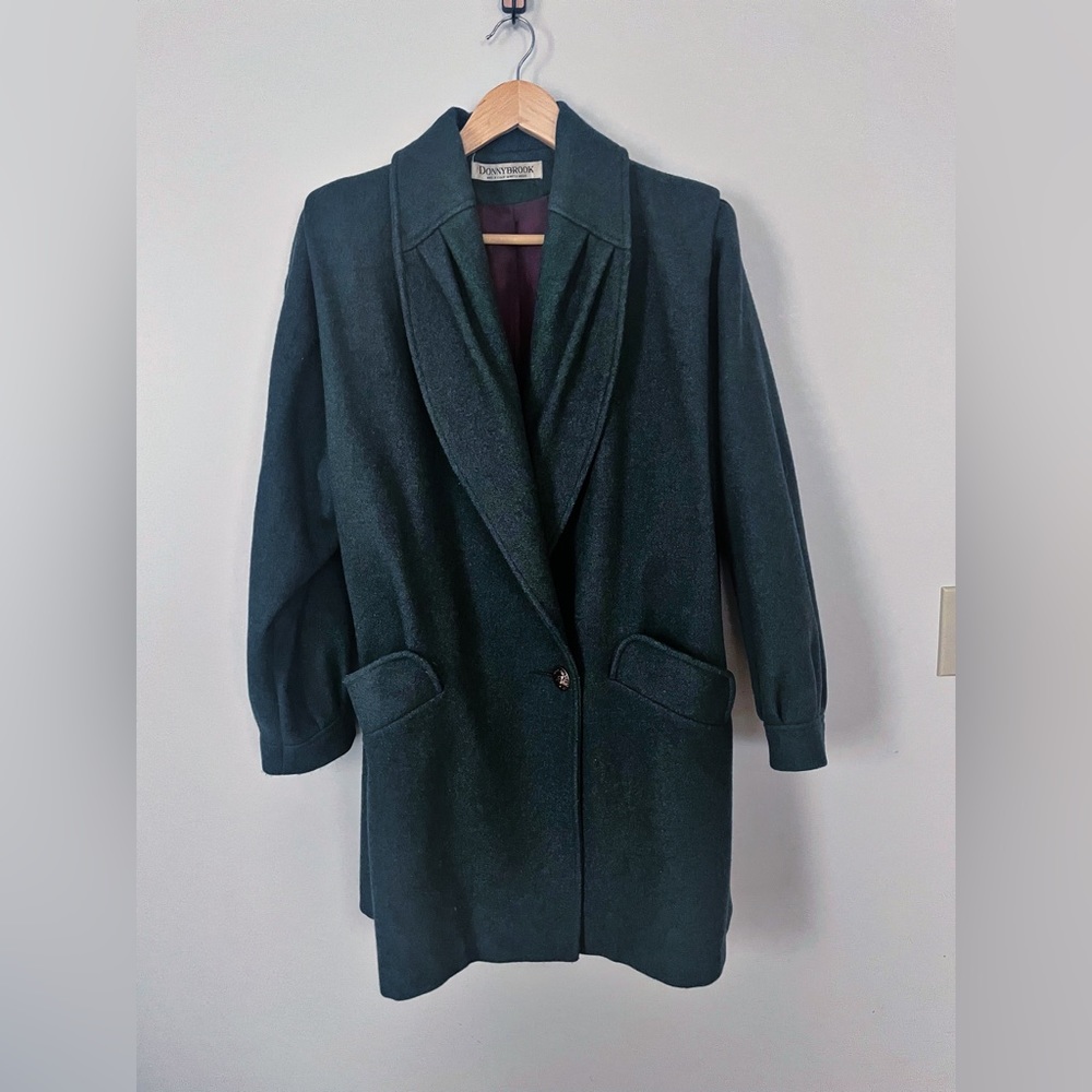 Donnybrook Vintage Pleated Green Wool Coat - Sz 12